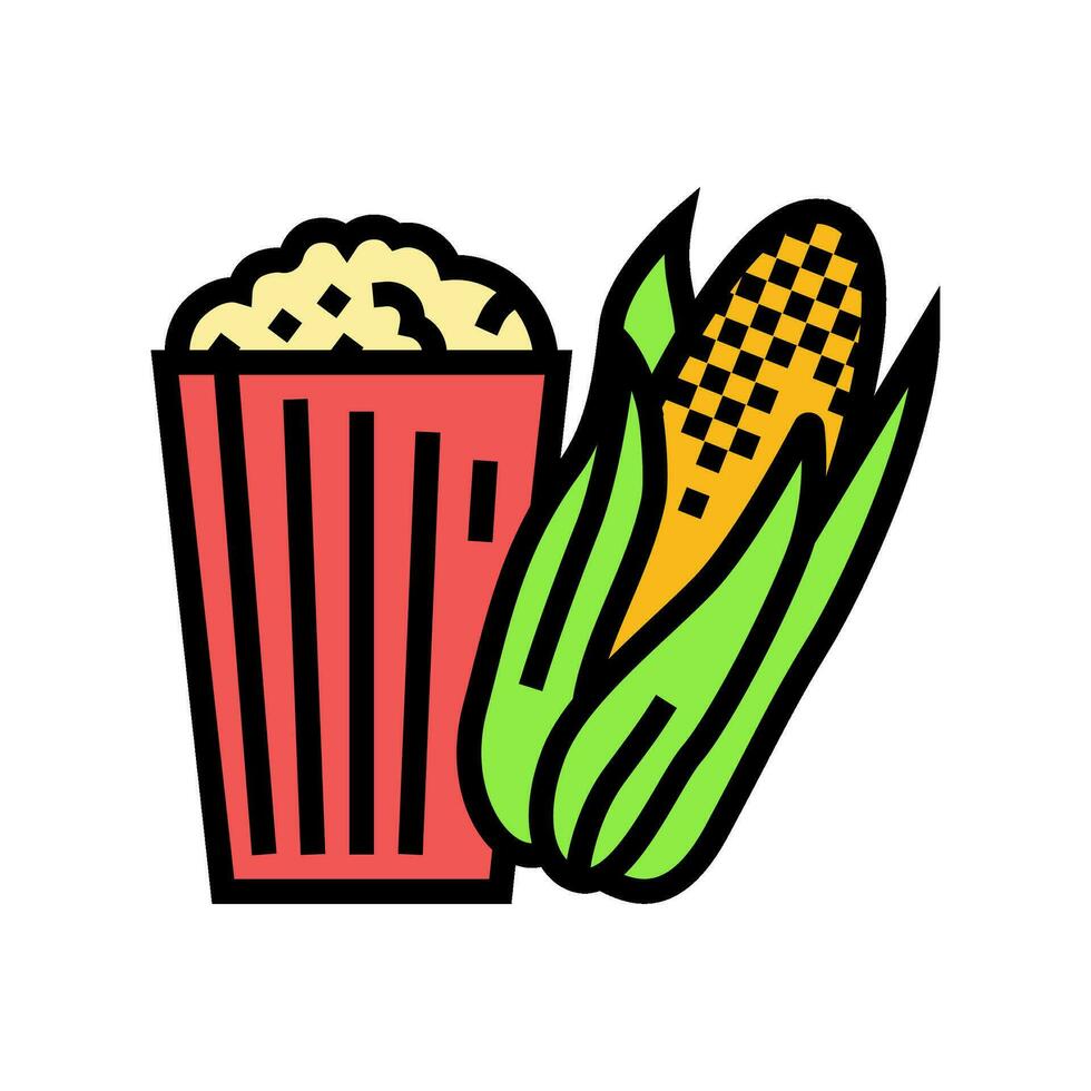 popcorn corn yellow color icon vector illustration