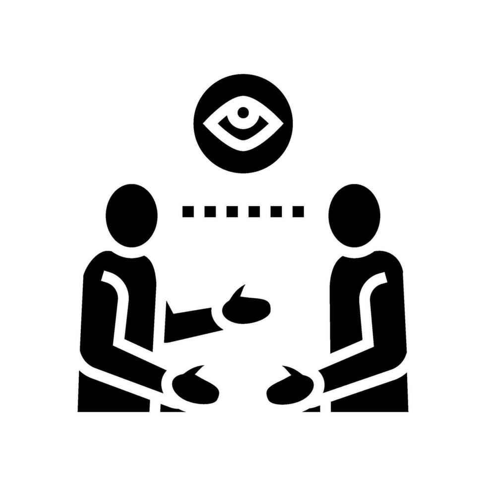 eye contact interview job glyph icon vector illustration