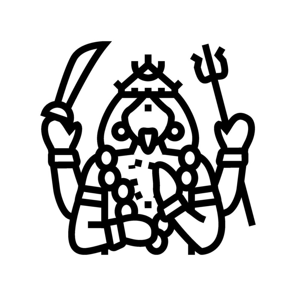 kali Dios indio línea icono vector ilustración