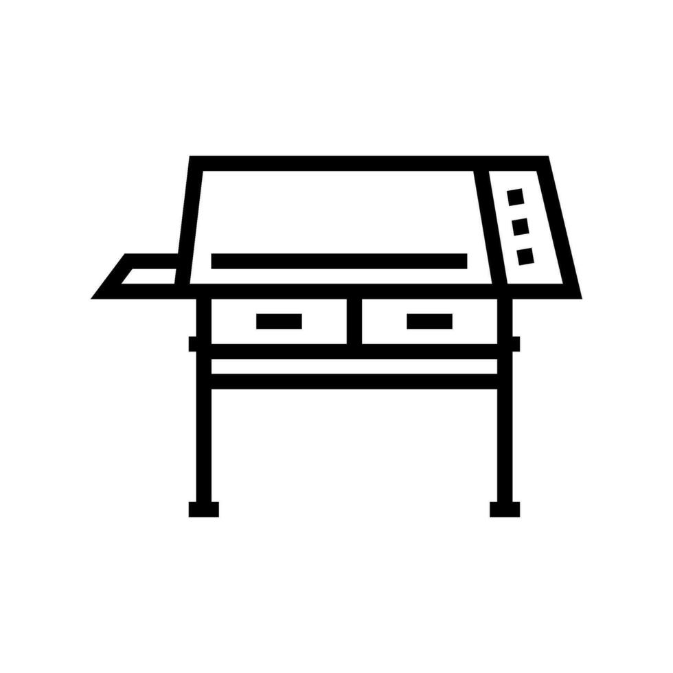 drafting table architectural drafter line icon vector illustration