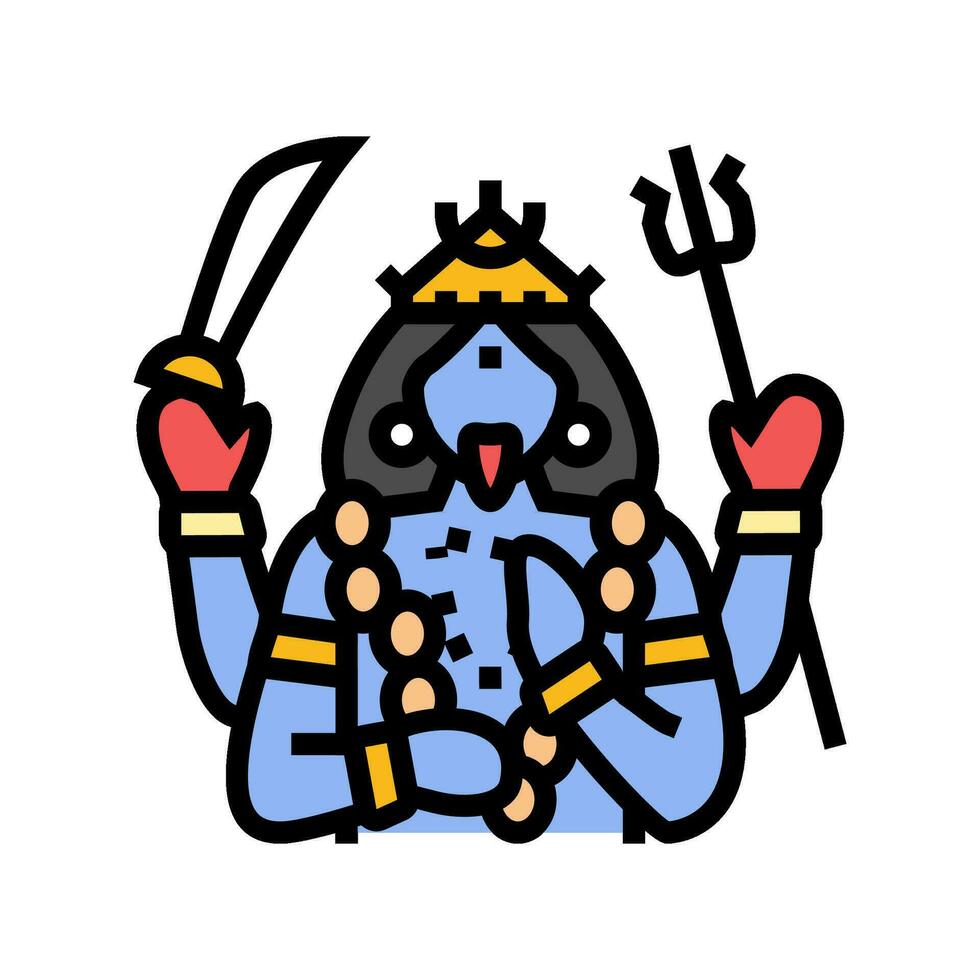 kali god indian color icon vector illustration