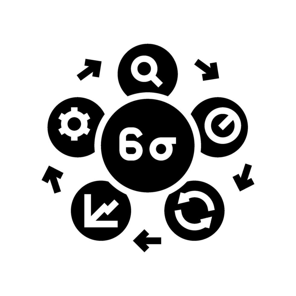 six sigma manufacturing engineer glyph icon vector illustration