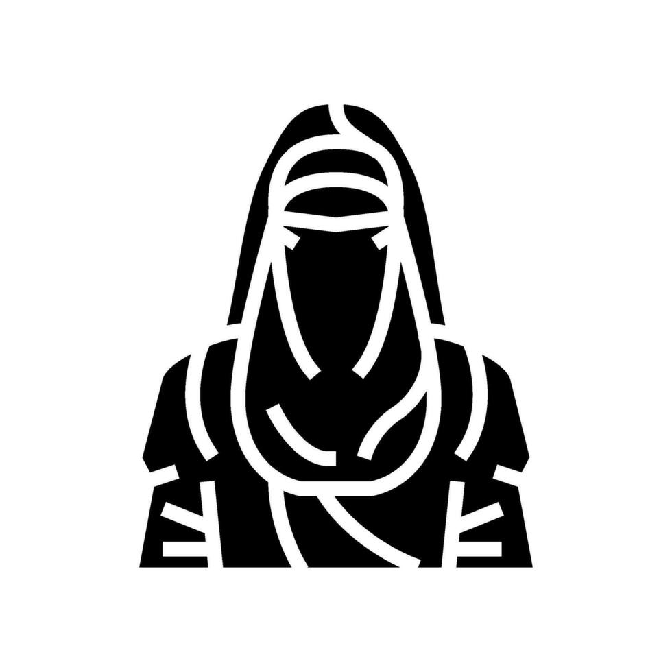 hijab Pañuelo islam glifo icono vector ilustración