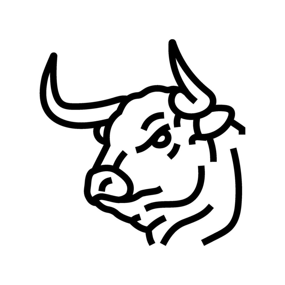 toro animal cabeza línea icono vector ilustración