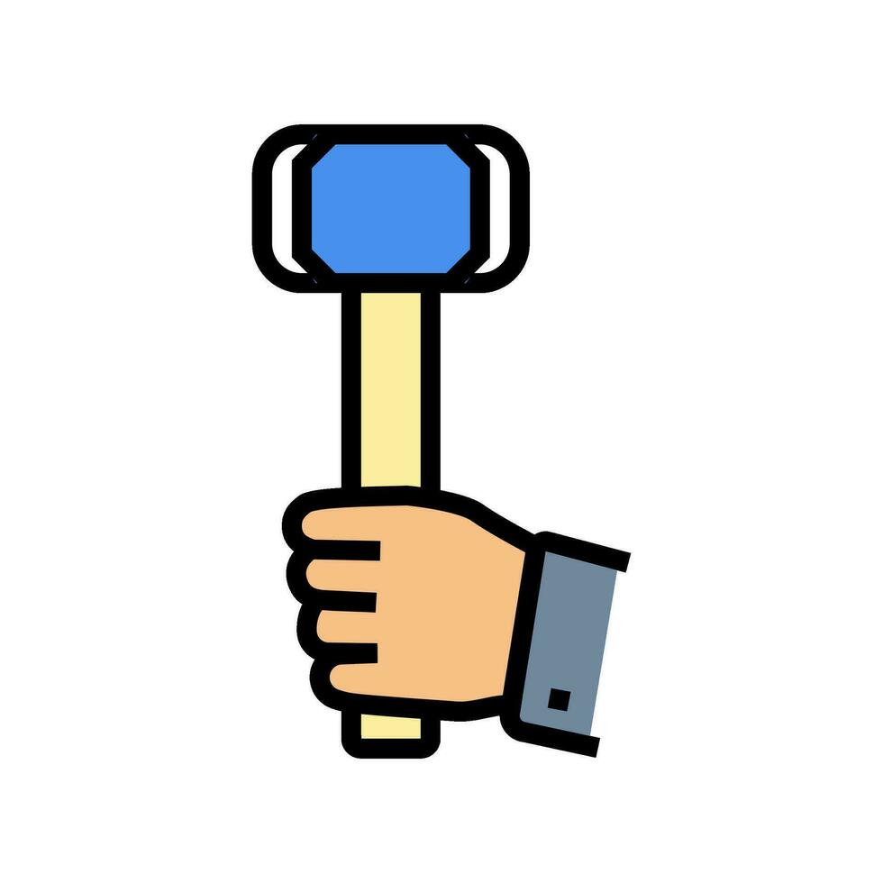 hard work hammer succes challenge color icon vector illustration