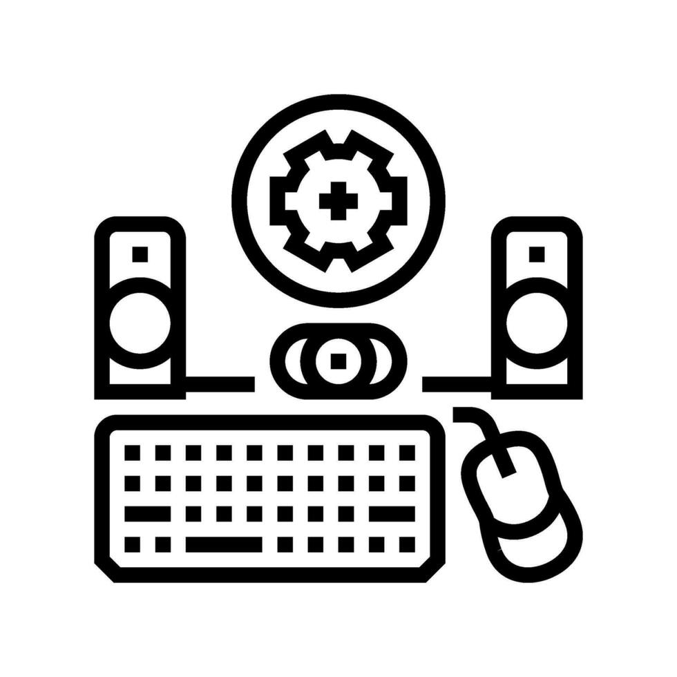 peripheral setup repair computer line icon vector illustration