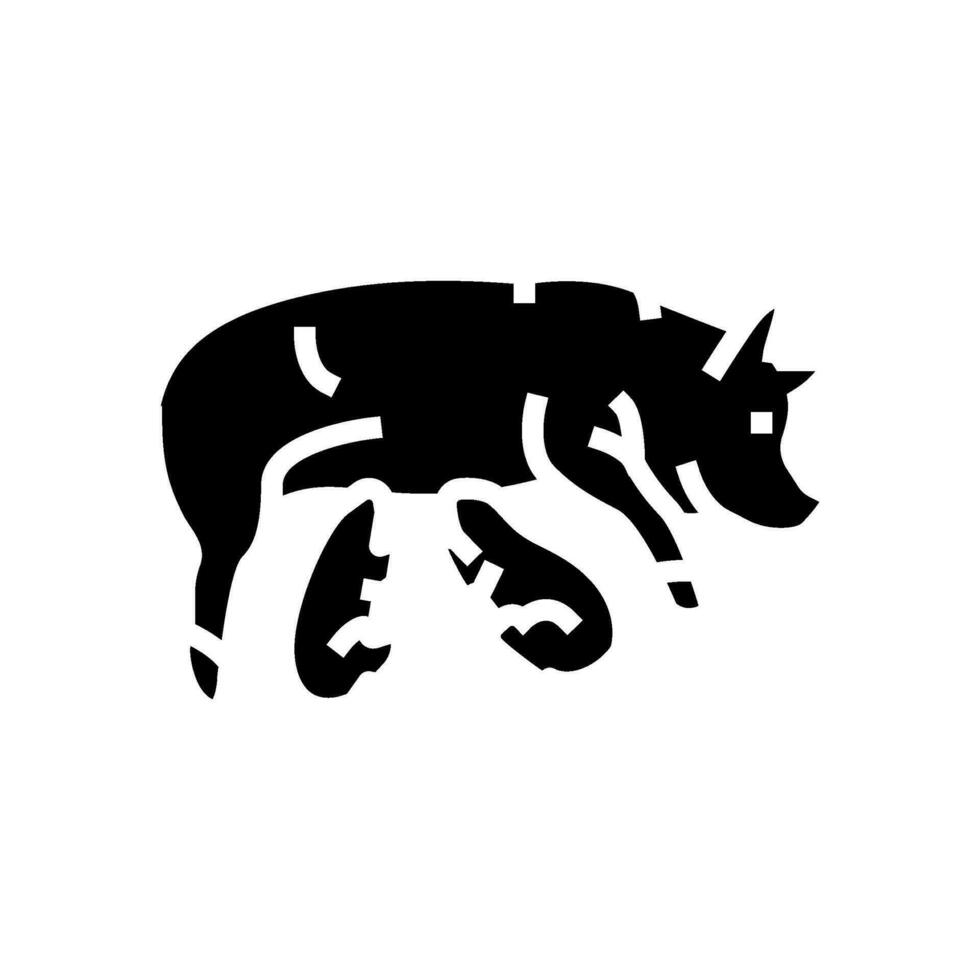 cerdo lechones granja glifo icono vector ilustración