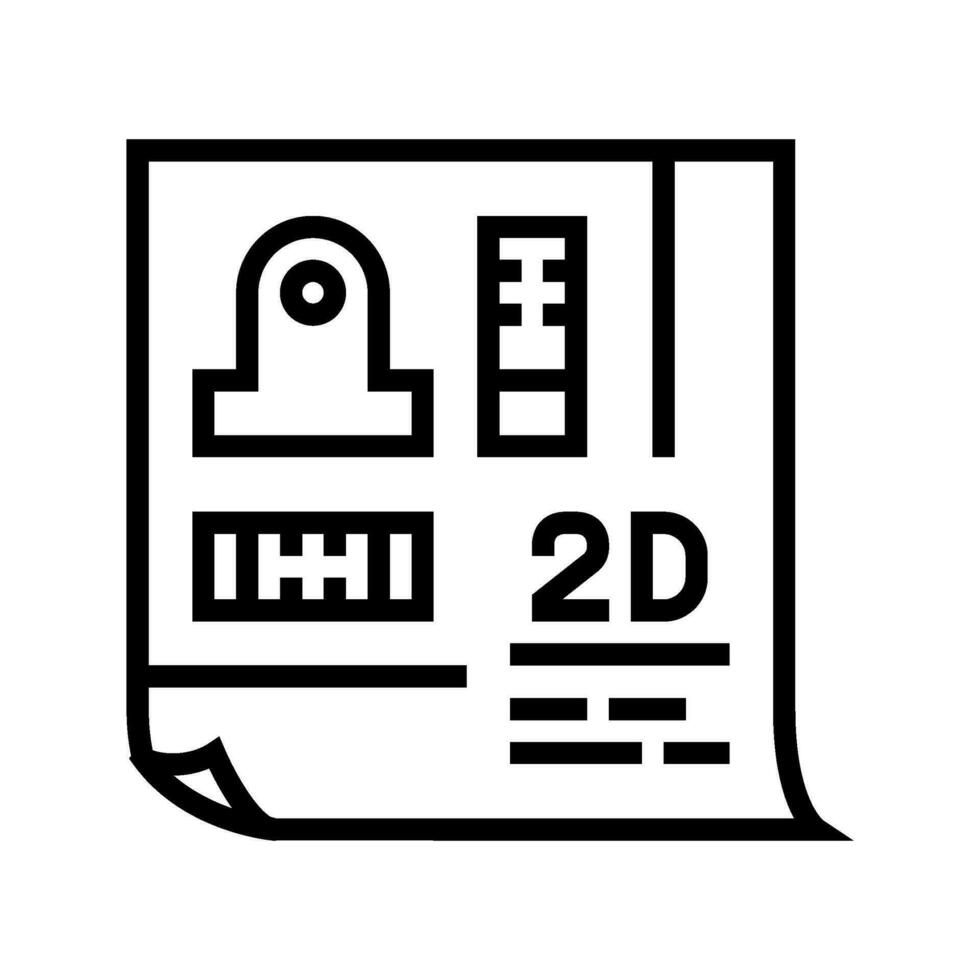 2d drafting architectural drafter line icon vector illustration