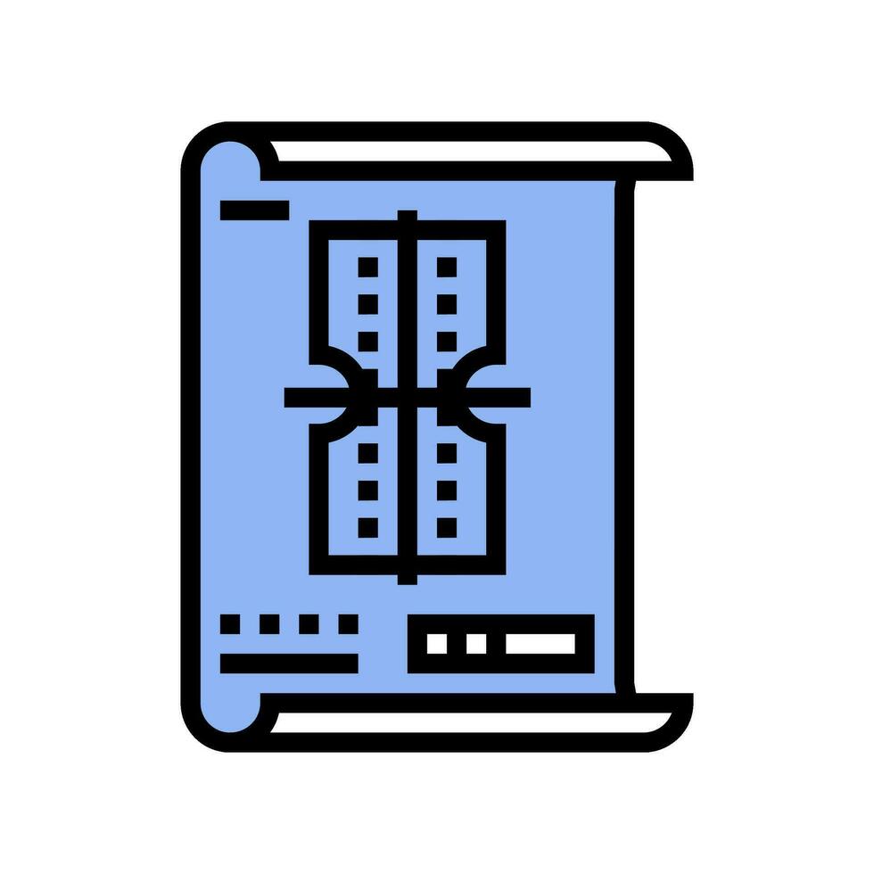 blueprint drafting mechanical engineer color icon vector illustration