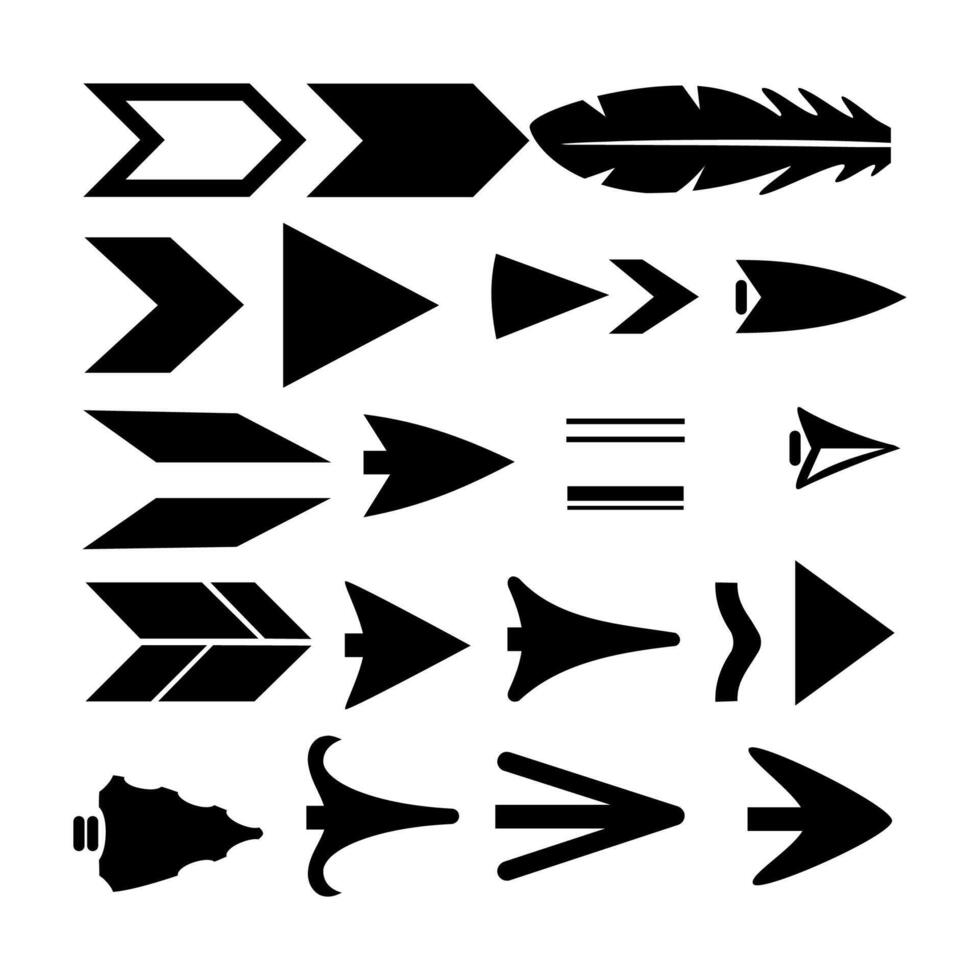 black and white arrow icon set vector