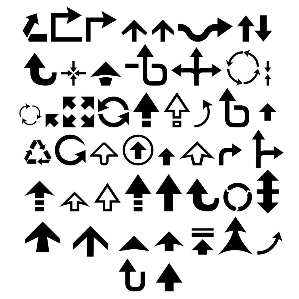 black and white arrow icon set vector