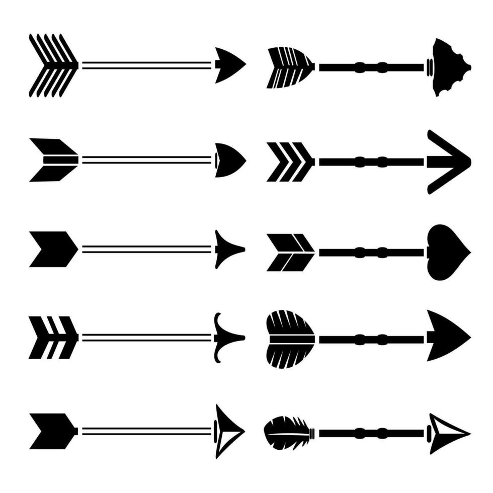 black and white arrow icon set vector