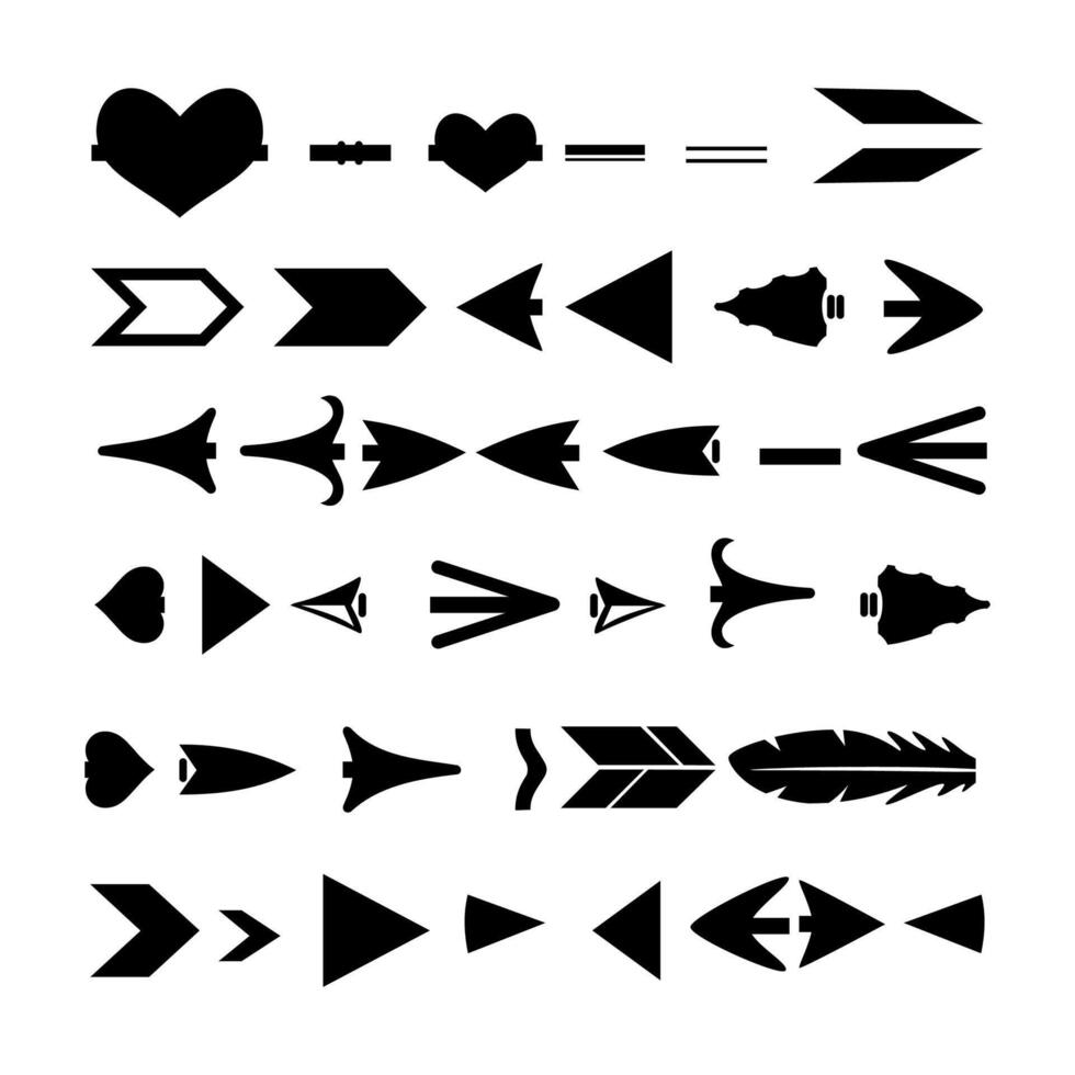 black and white arrow icon set vector