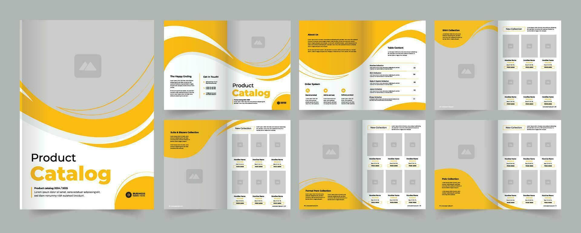 producto Catálogo diseño o 12 paginas amarillo catalogar disposición. vector