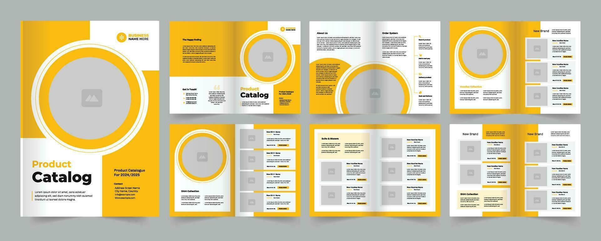 Product Catalogue Design or 12 Pages Yellow Catalog Layout Design vector