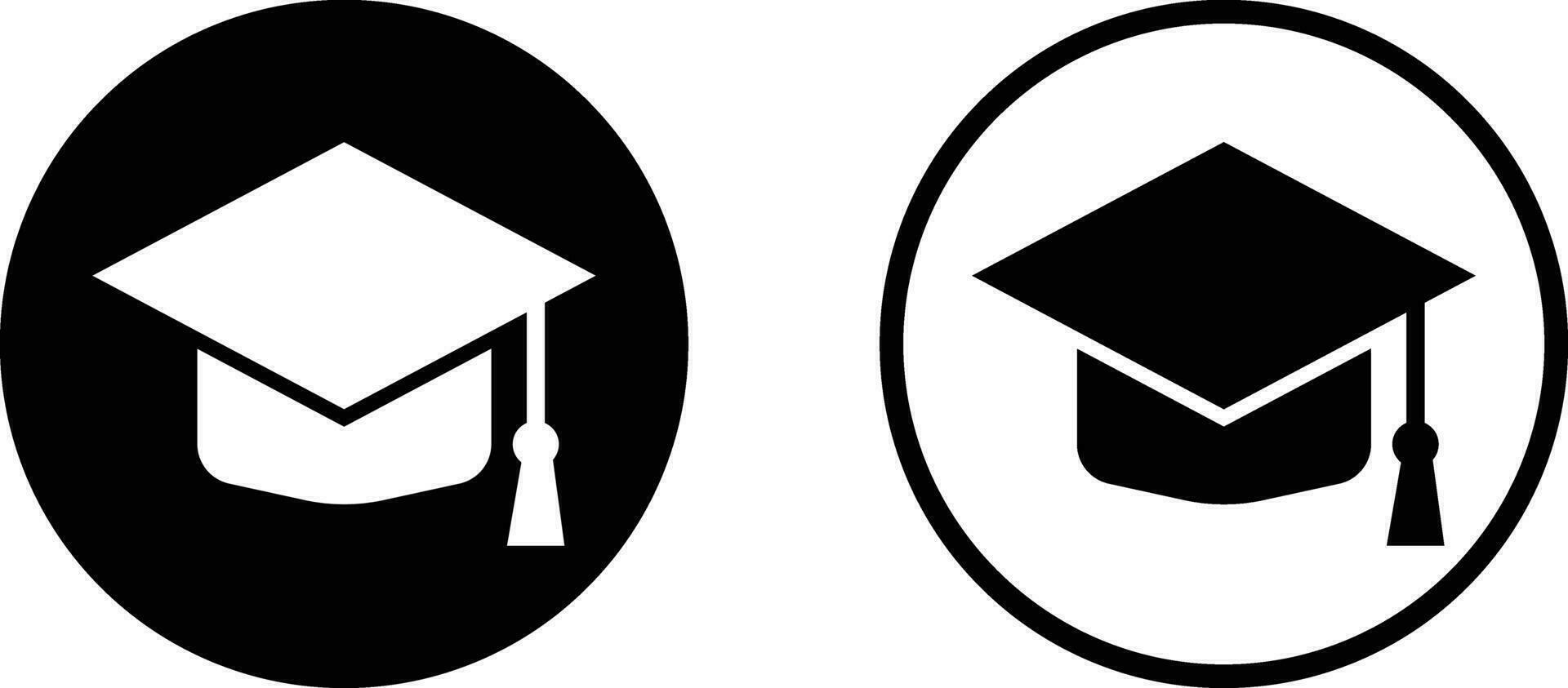Graduation cap icon set in two styles . University graduate hat icon vector