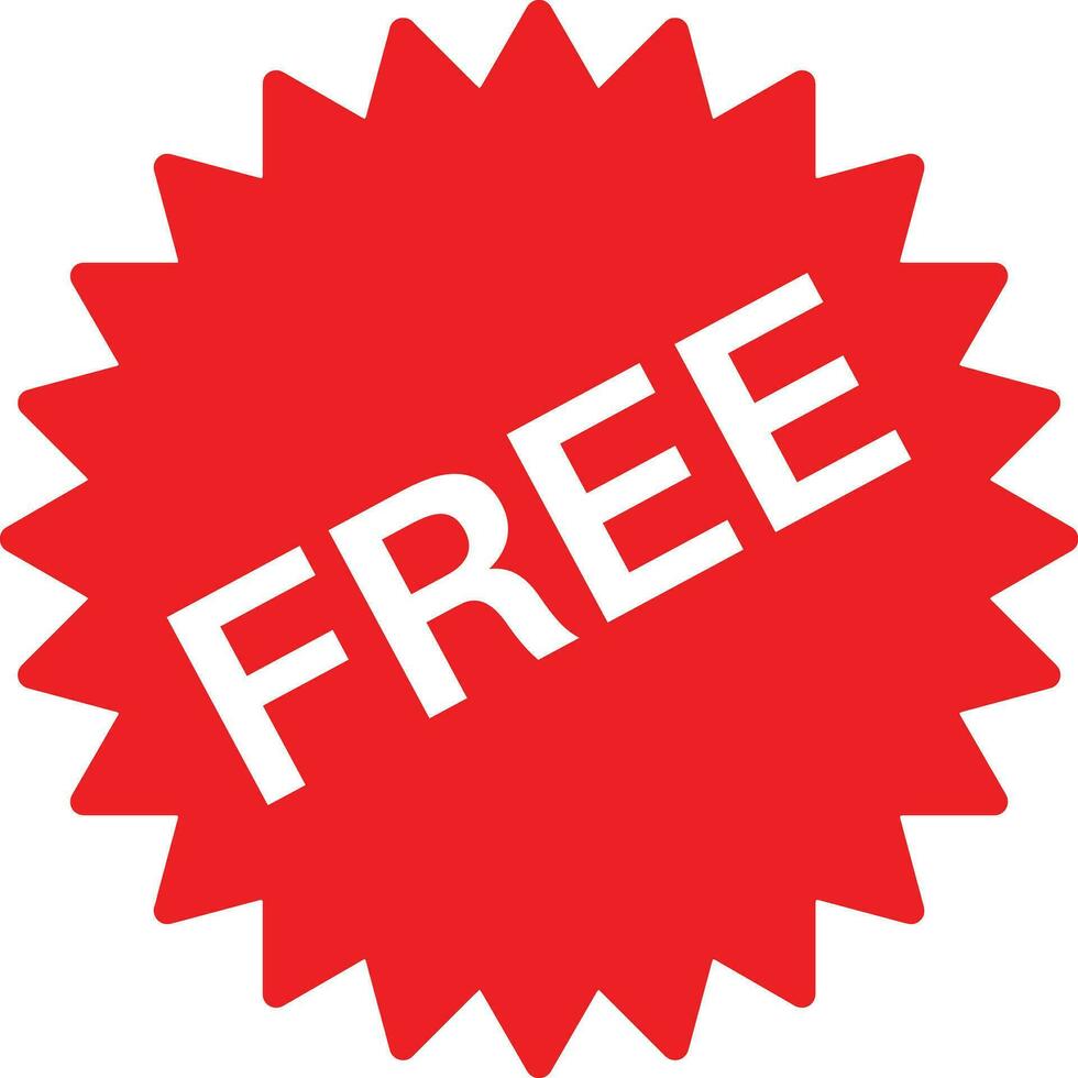 Sale free icon . Free label. Red free badge sticker . Vector