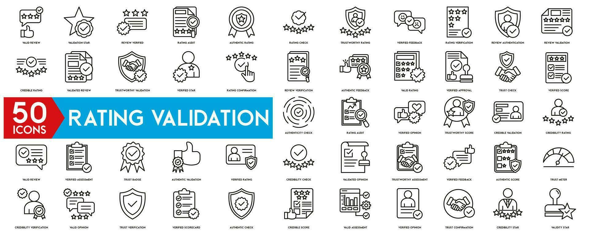 Rating Validation icon set  as conversation, checklist, choice, testimonial, dislike, sent, satisfaction scale vector icons for report, presentation, diagram, web design