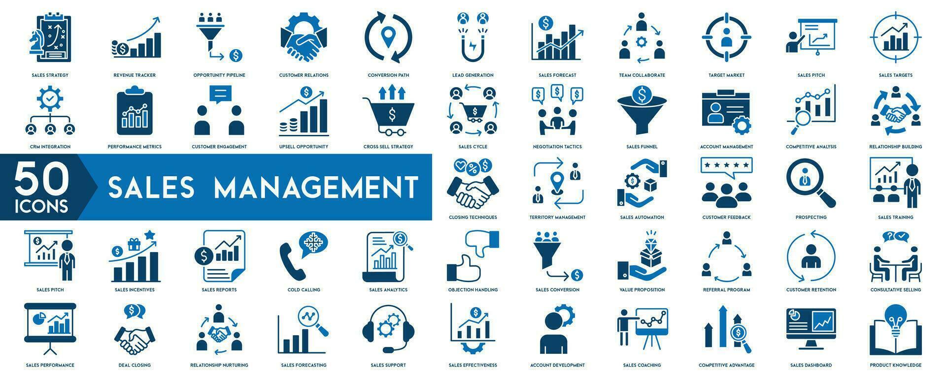 Sales  management line icons set. Management icon collection. Vector illustrator