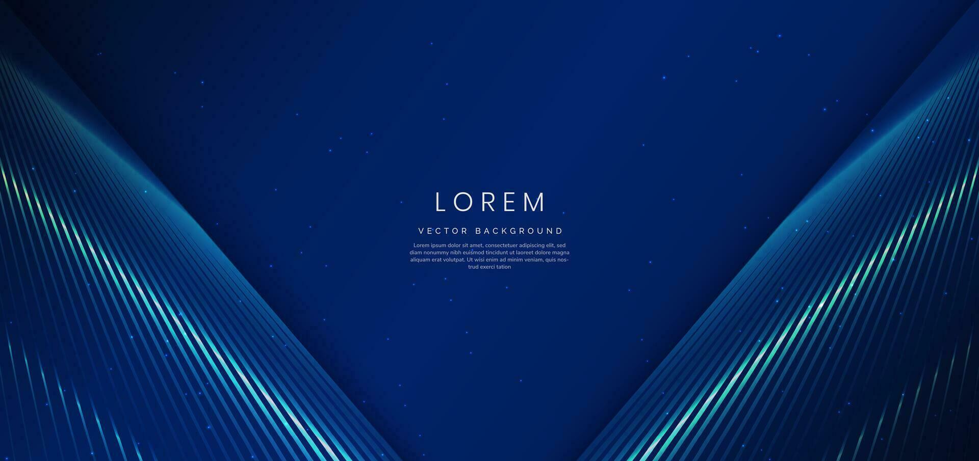 Abstract luxury glowing lines overlapping on dark blue background. Template premium award design. vector