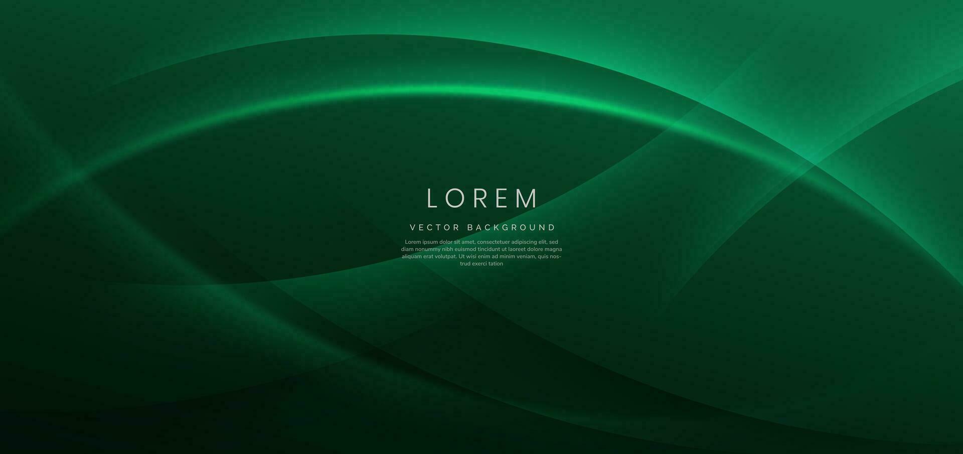Abstract curved green shape on green background with copy space for text. Luxury design style. vector