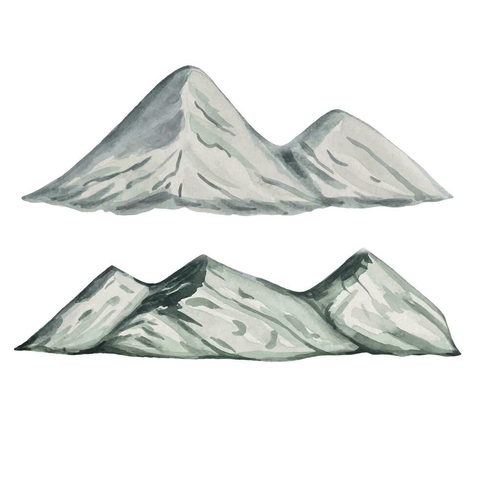 acuarela conjunto con montañas. elementos para paisaje vector