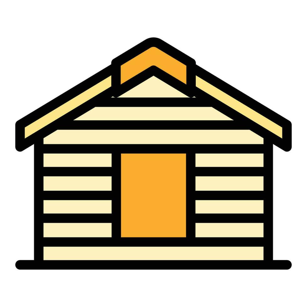 Wood house icon vector flat