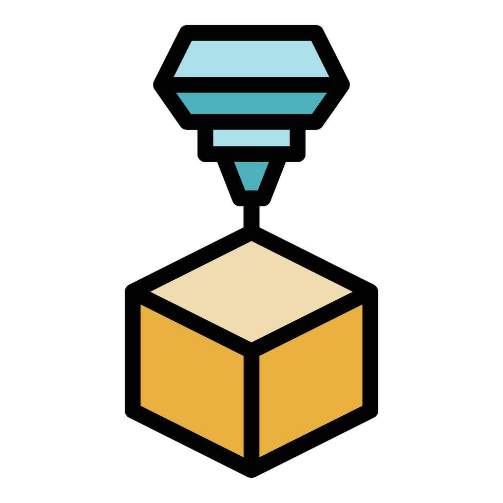 3d print cube icon vector flat