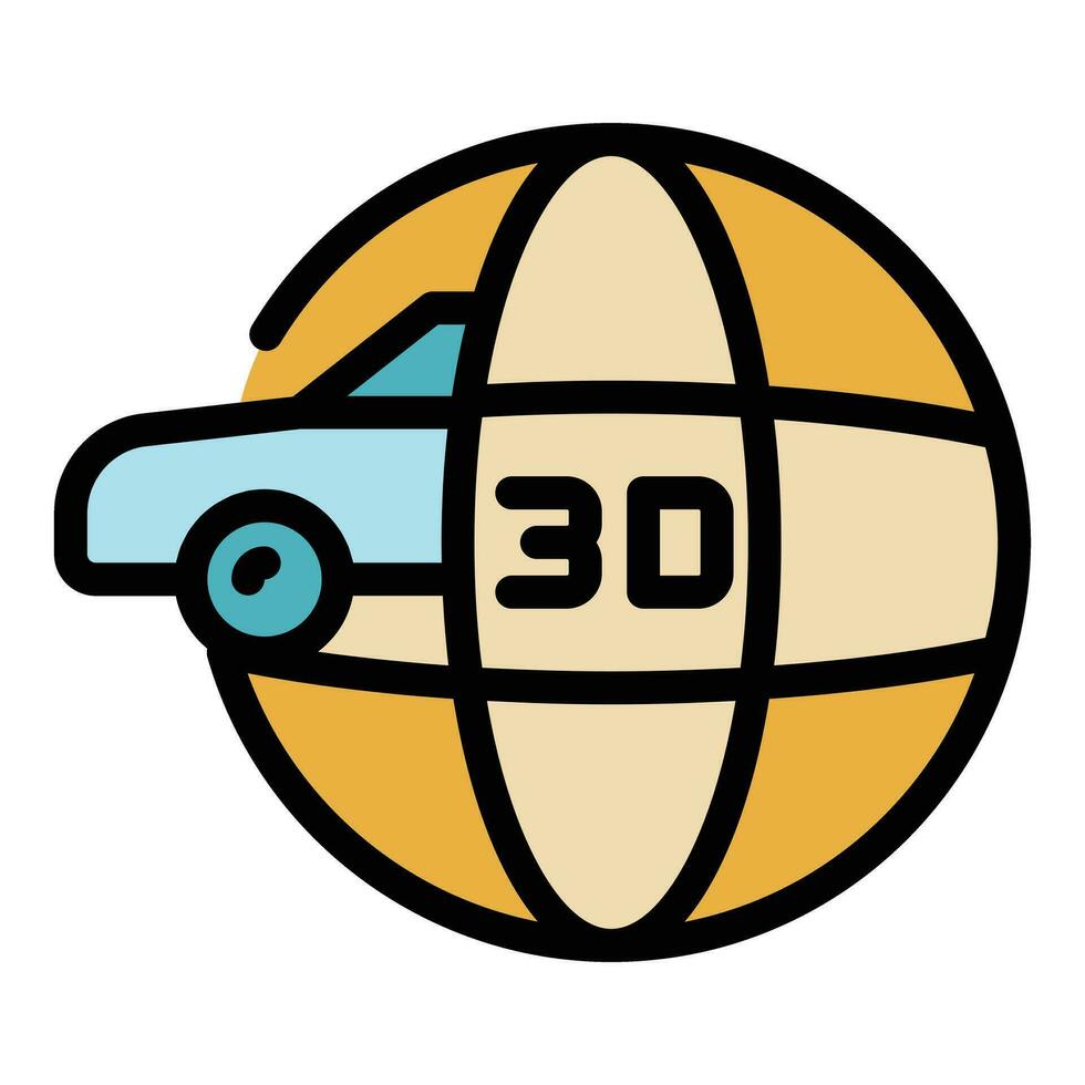 Global 3d printing icon vector flat