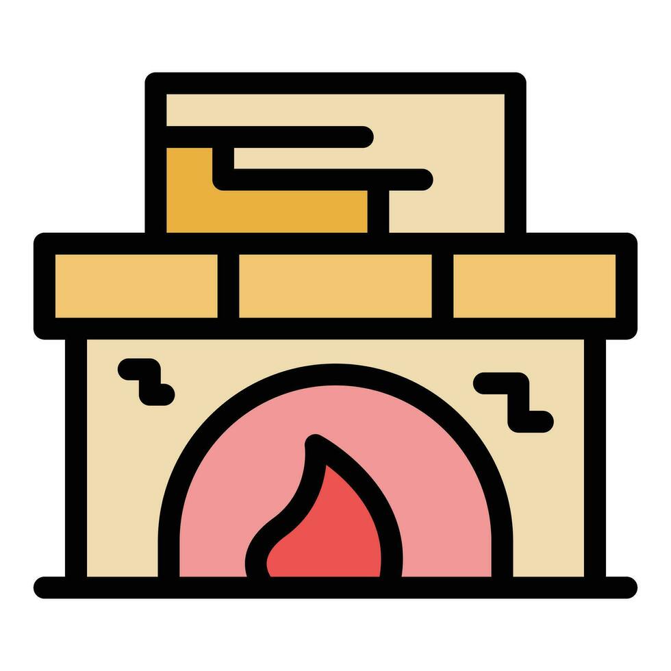 Fireplace icon vector flat