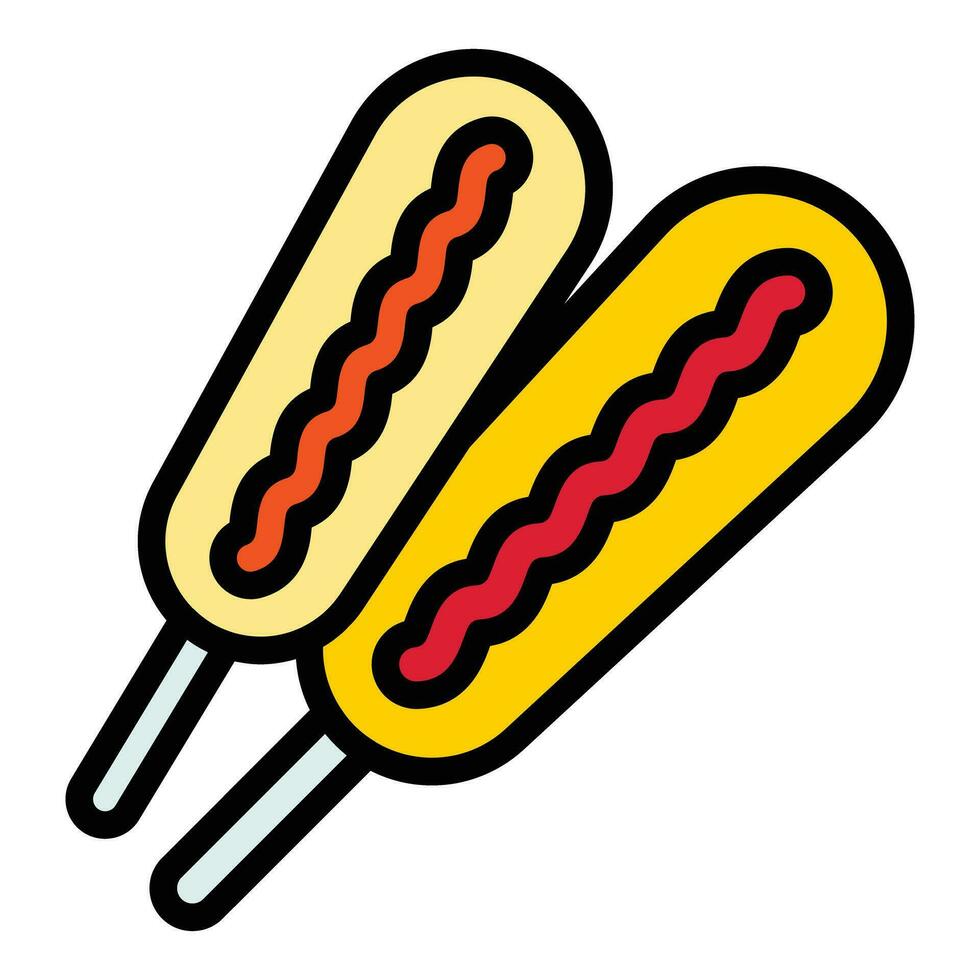 Corn dog icon vector flat