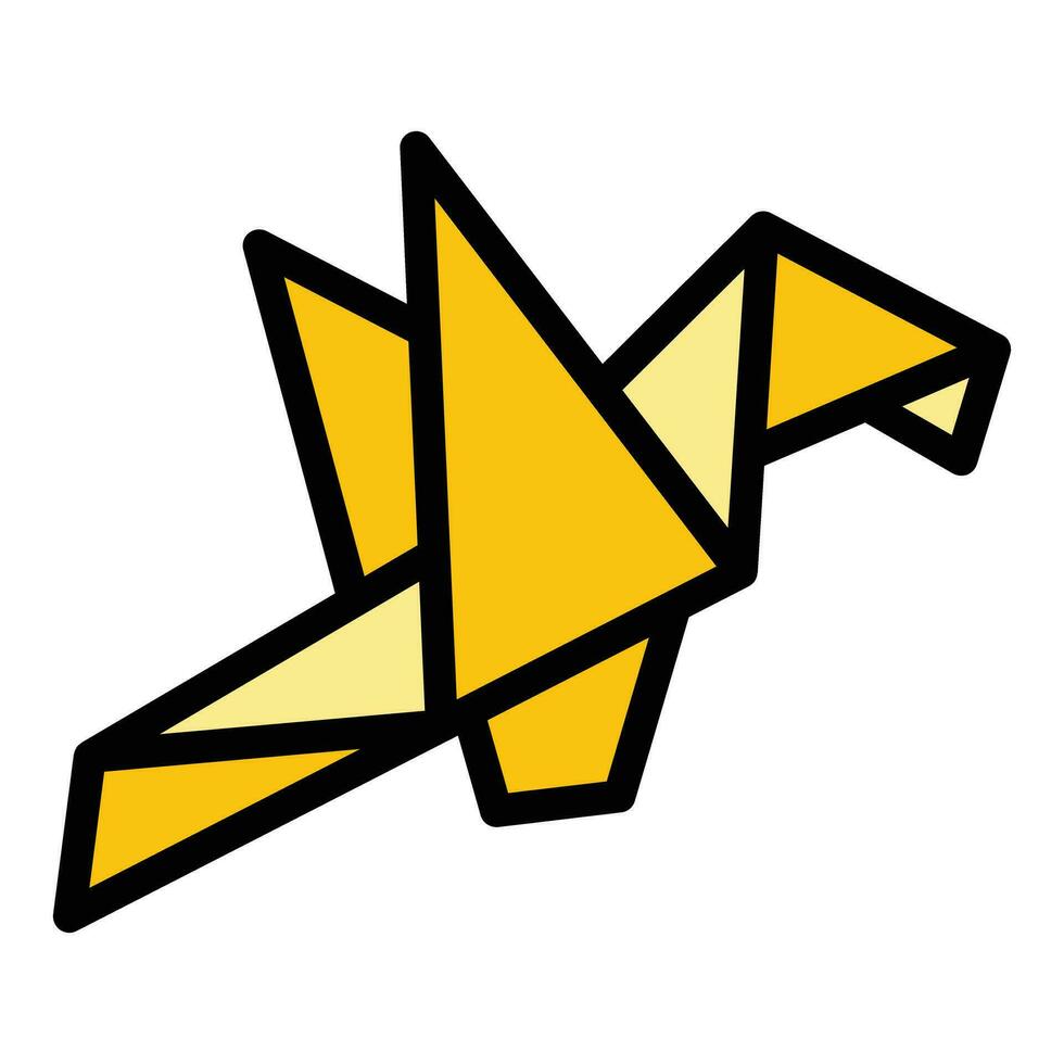 mosca pájaro origami icono vector plano