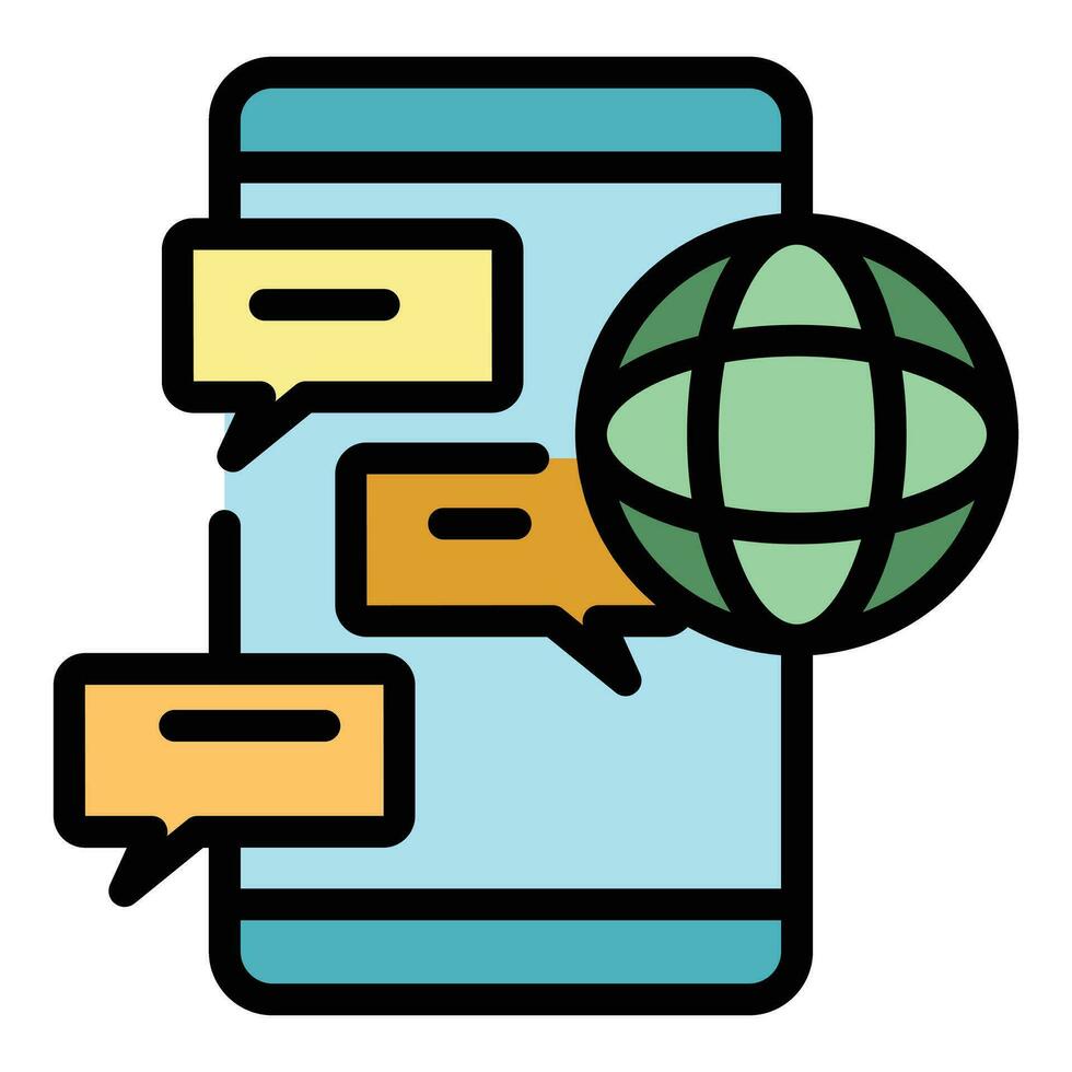 Global chat news icon vector flat