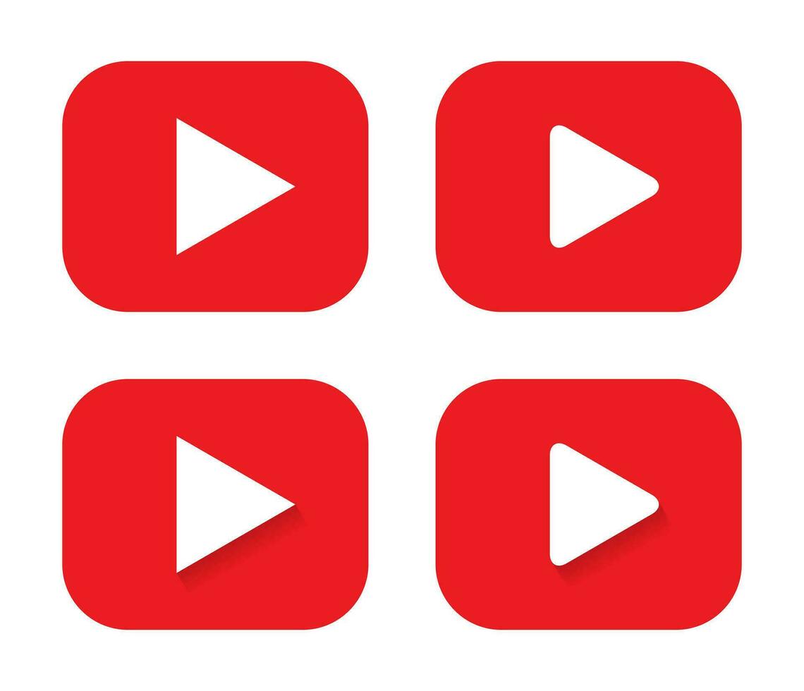 Youtube play button icon vector in flat style. Video streaming player application sign symbol