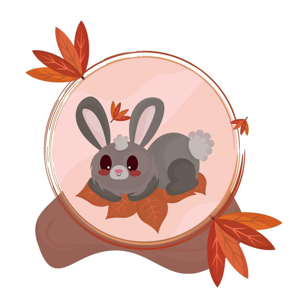 Isolated cute rabbit autumn animal Vector illustration