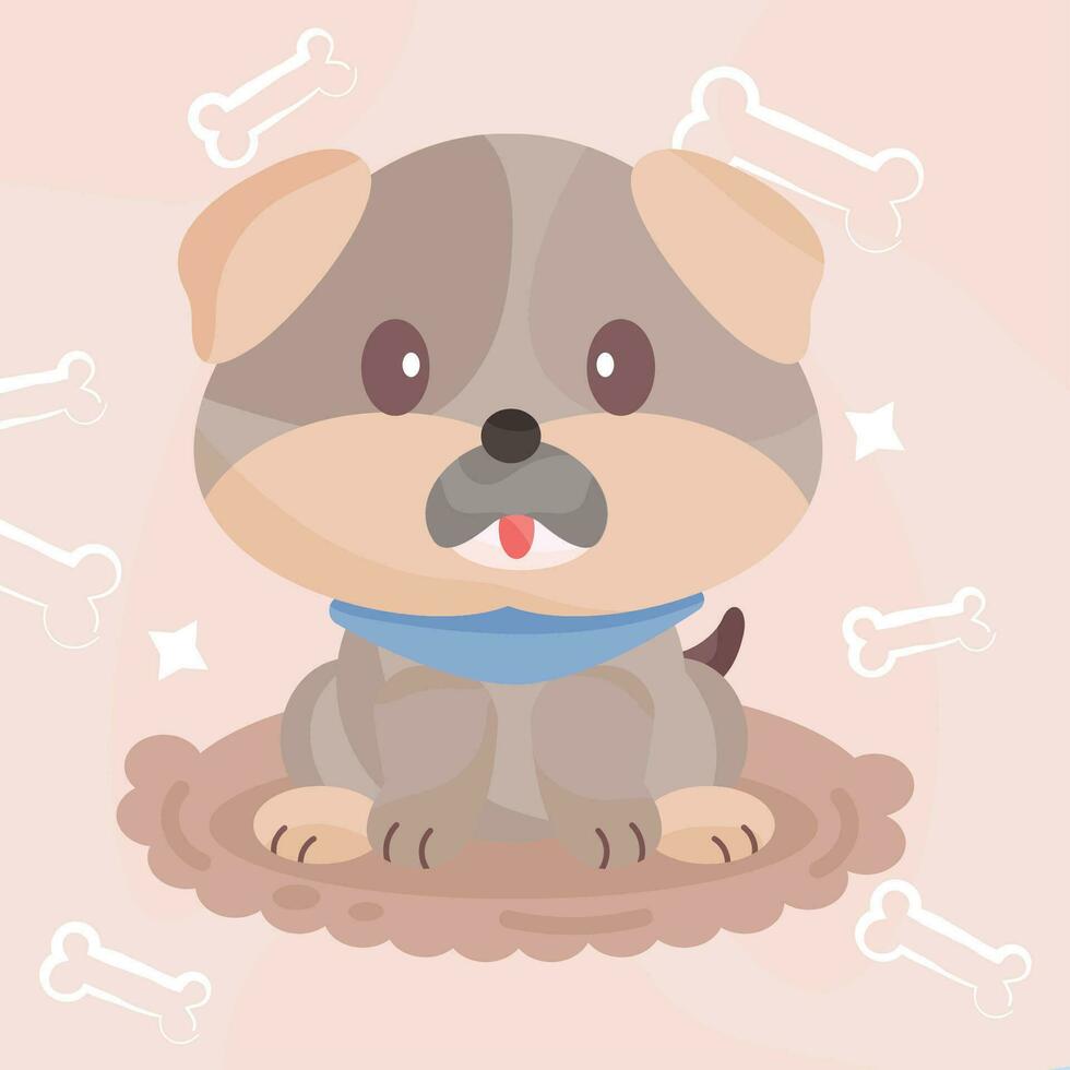 Ilustración de vector de personaje de dibujos animados de perro lindo aislado