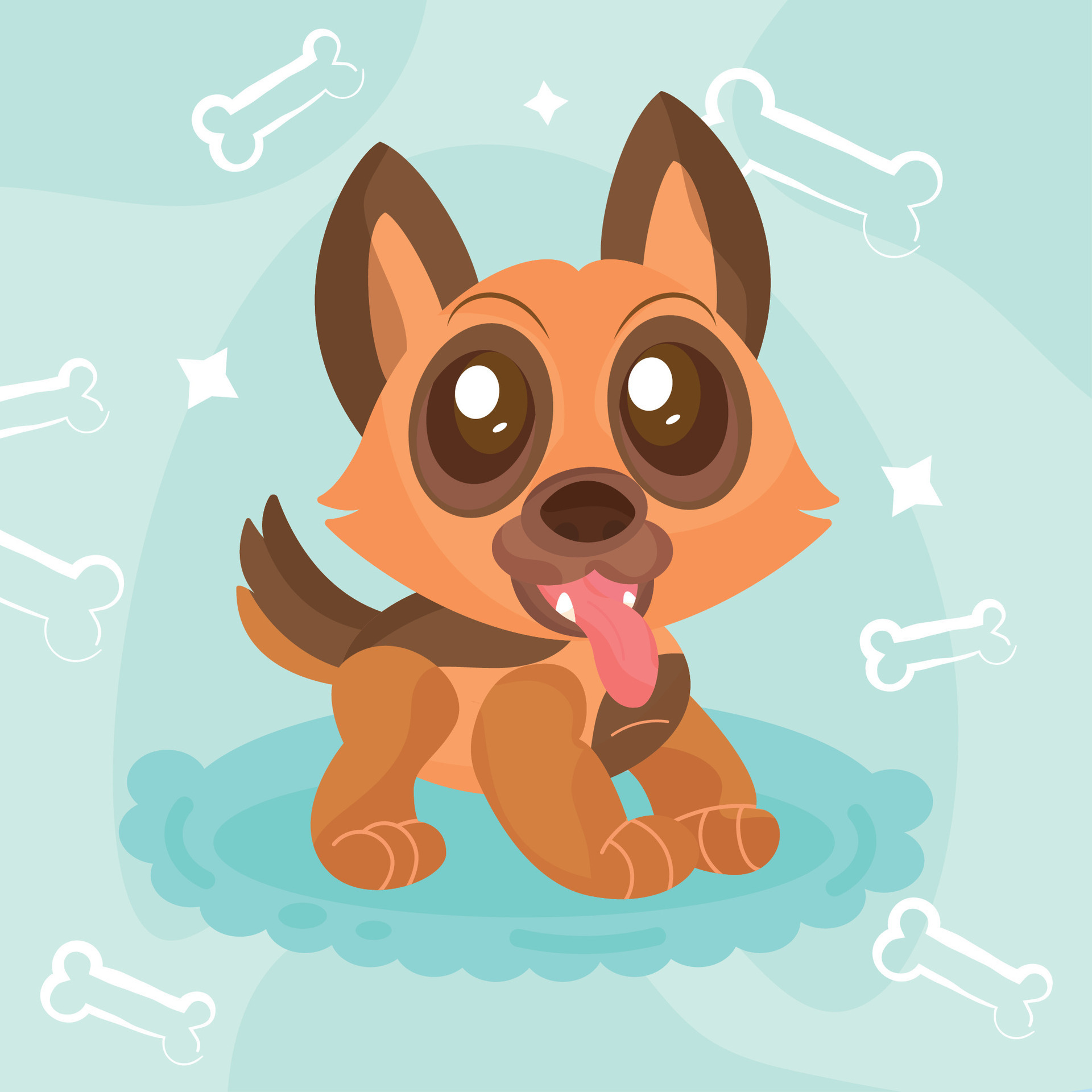 Isolated cute german shepherd dog cartoon character Vector illustration ...