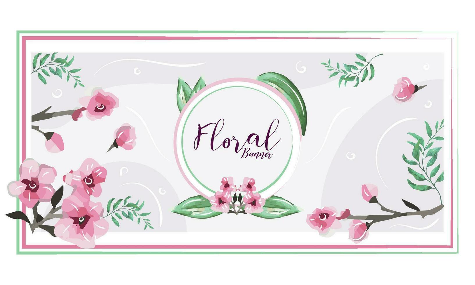 aislado acuarelado floral bandera con texto vector ilustración