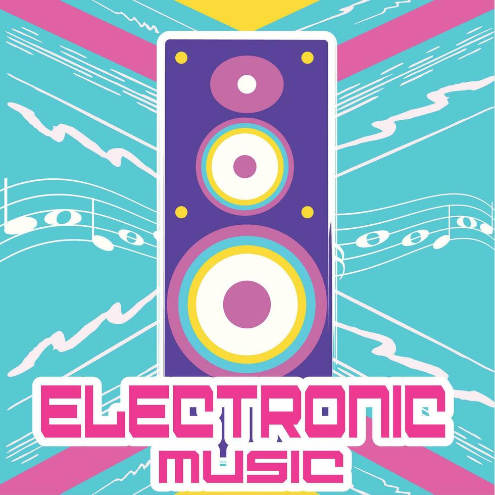 Retro electronic music background with a speaker Vector illustration