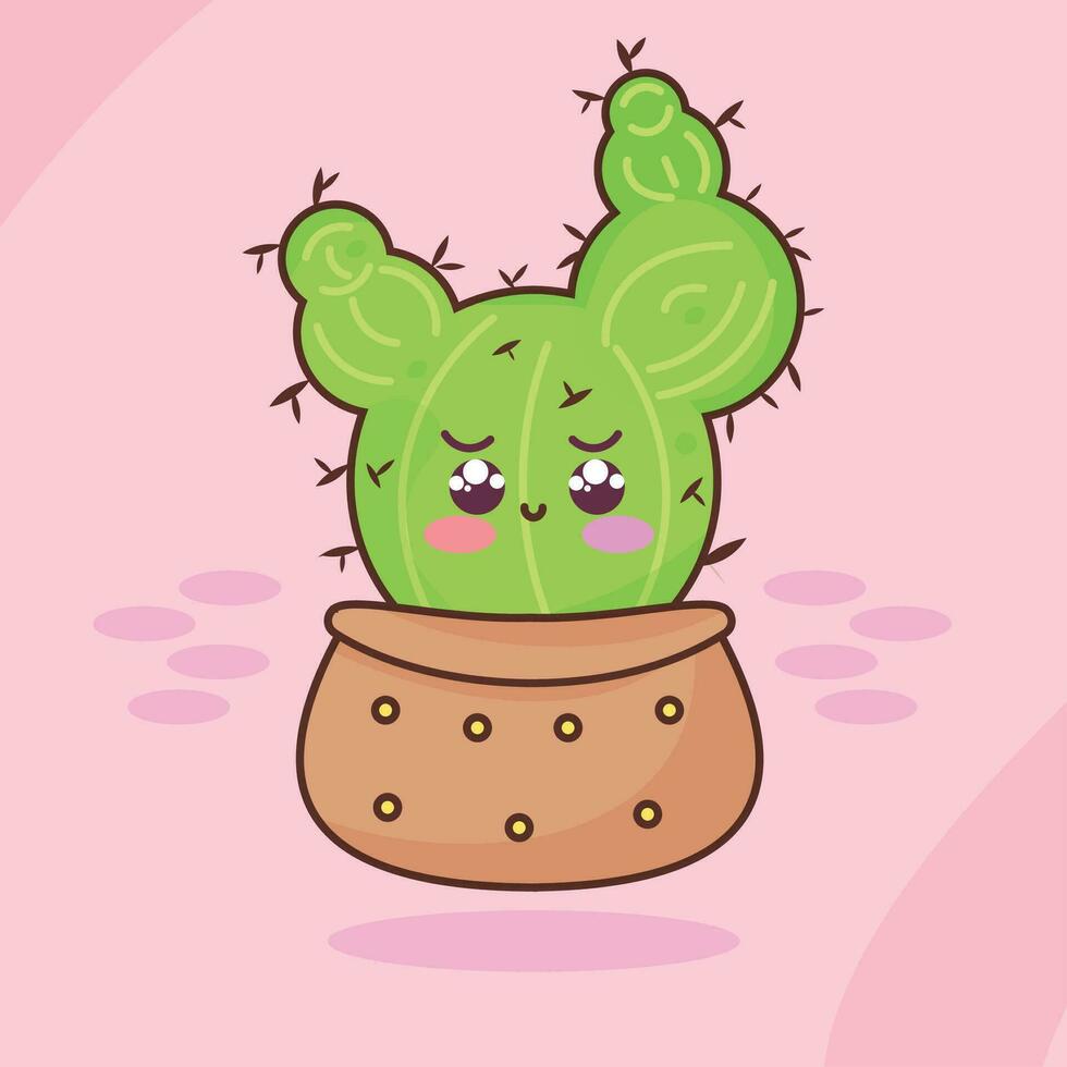 Isolated cute cactus cartoon character Vector illustration