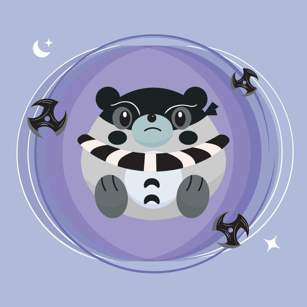 aislado linda panda en ninja disfraz vector ilustración