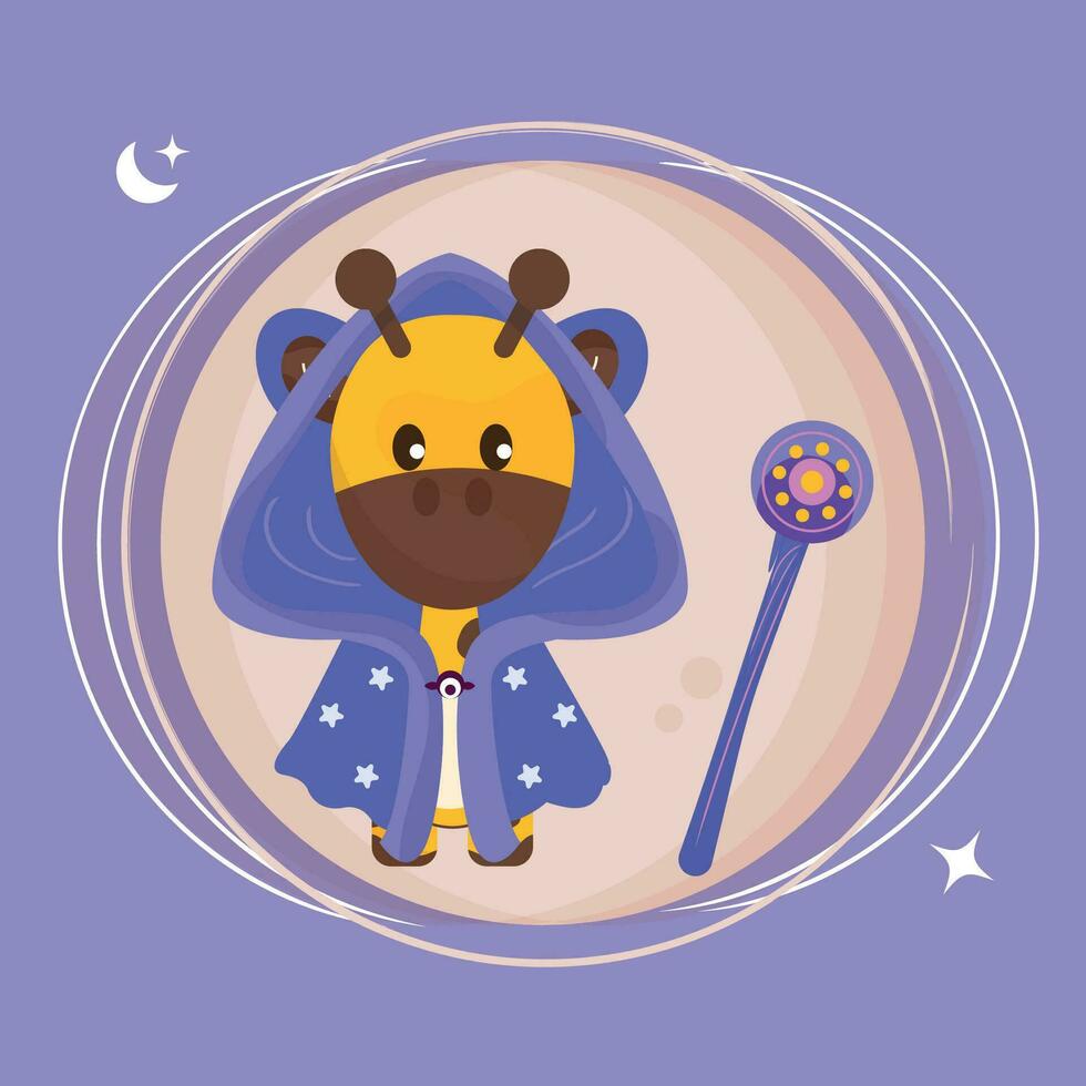 Isolated cute giraffe on wizard costume Vector illustration