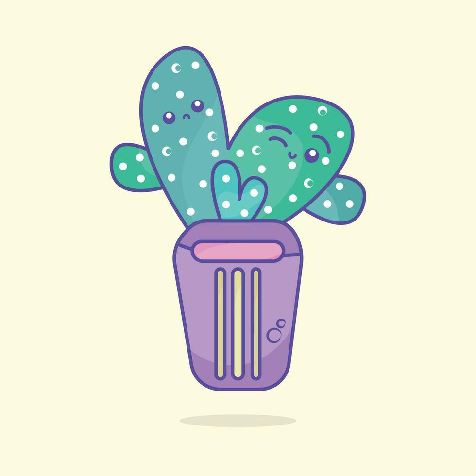 Isolated cute cactus cartoon character Vector illustration