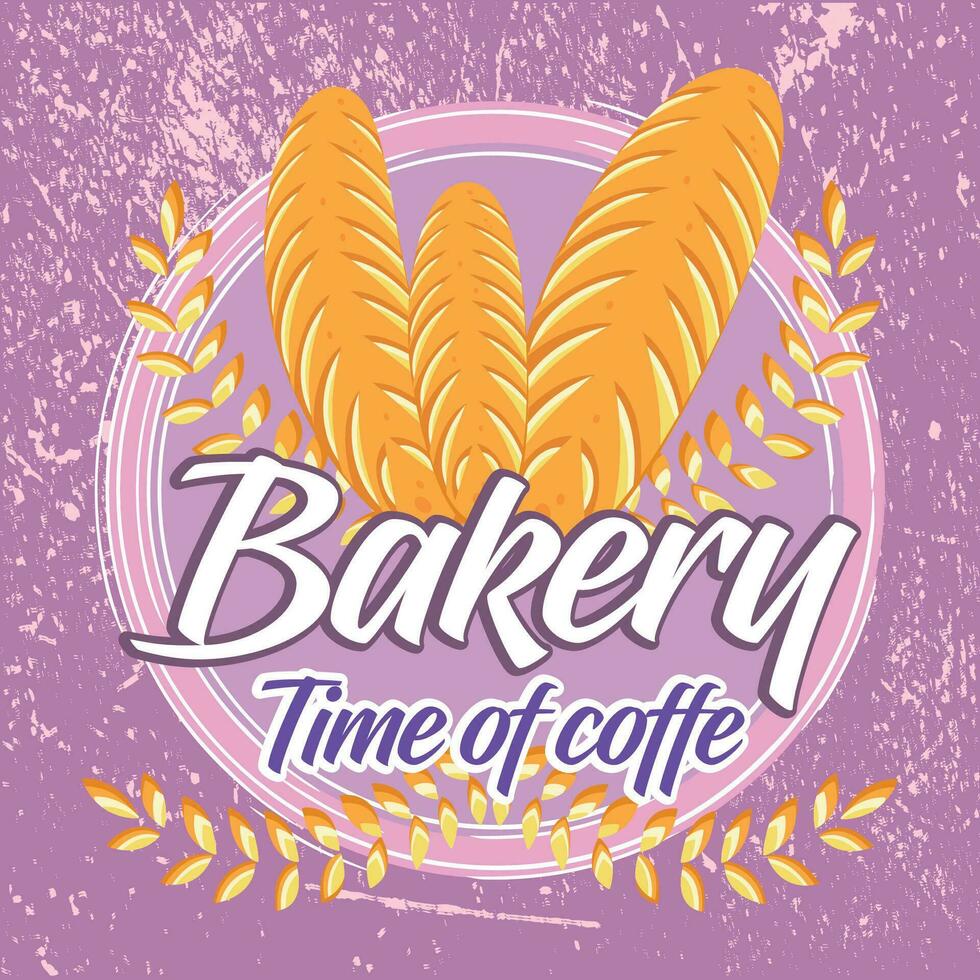 Colored retro bakery image with baguettes Vector illustration