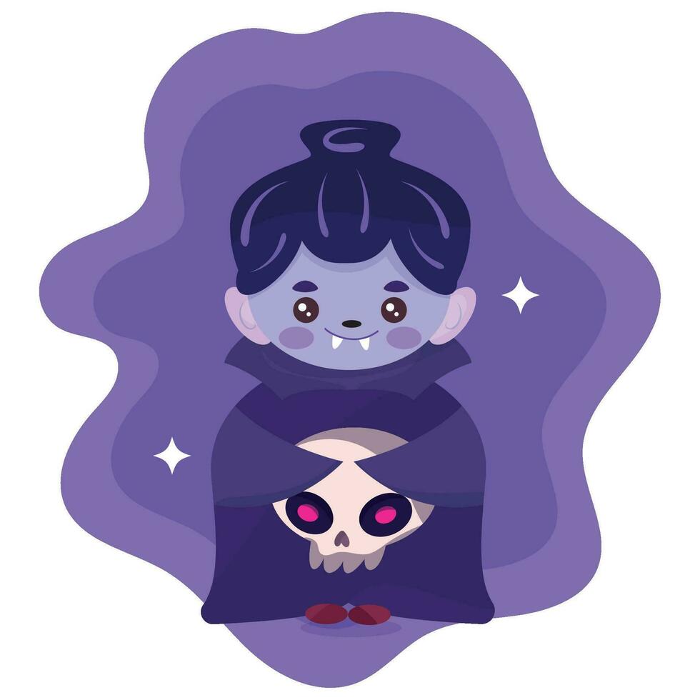 aislado linda hembra personaje en vampiro disfraz vector ilustración