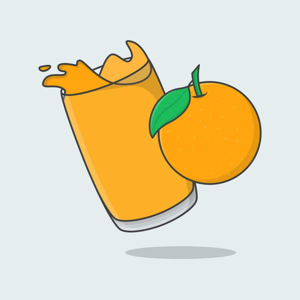 naranja jugo dibujos animados vector ilustración. naranja jugo plano icono contorno