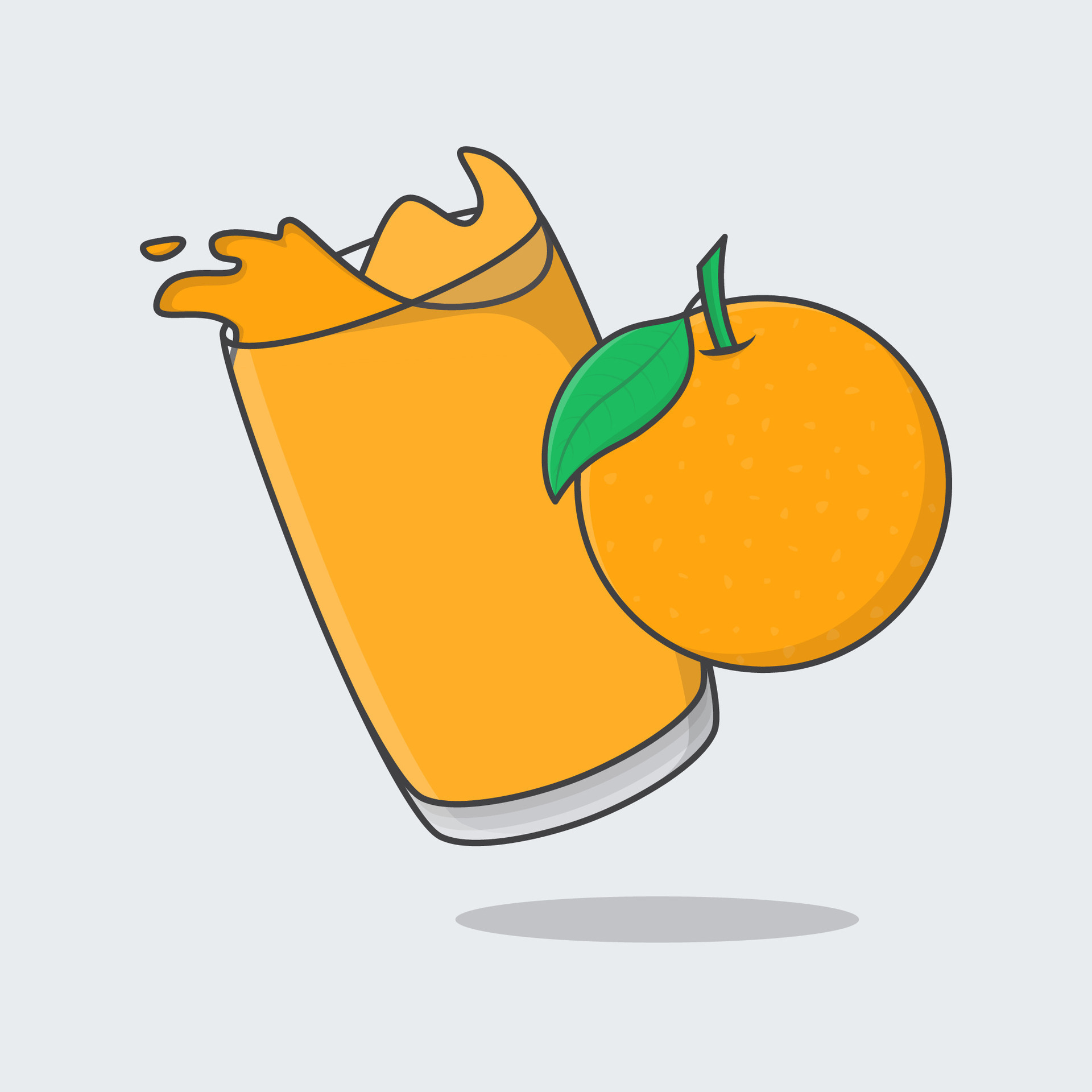 Orange Juice Cartoon Vector Illustration. Orange Juice Flat Icon