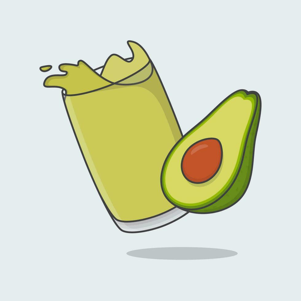 Avocado Juice Cartoon Vector Illustration. Fresh Avocado Juice Flat Icon Outline