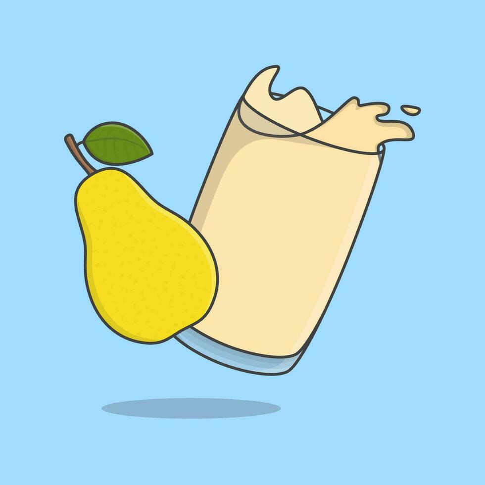 Pear Juice Cartoon Vector Illustration. Pear Juice Flat Icon Outline
