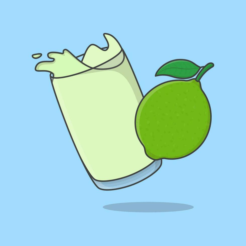 Lime Juice Cartoon Vector Illustration. Lime Juice Flat Icon Outline